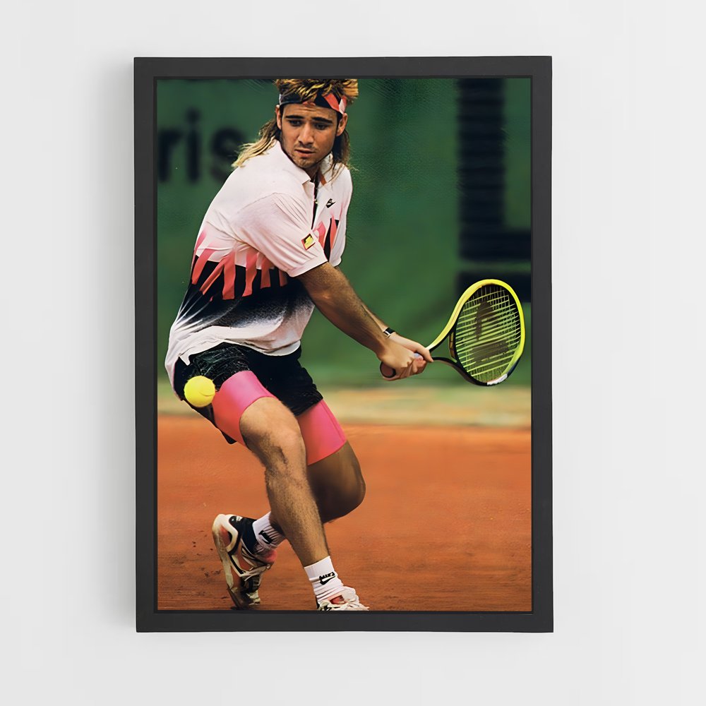 Poster agassi court – affiche Tennis (vue 2)